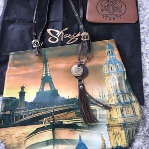 Sharif leather tote and wristlet